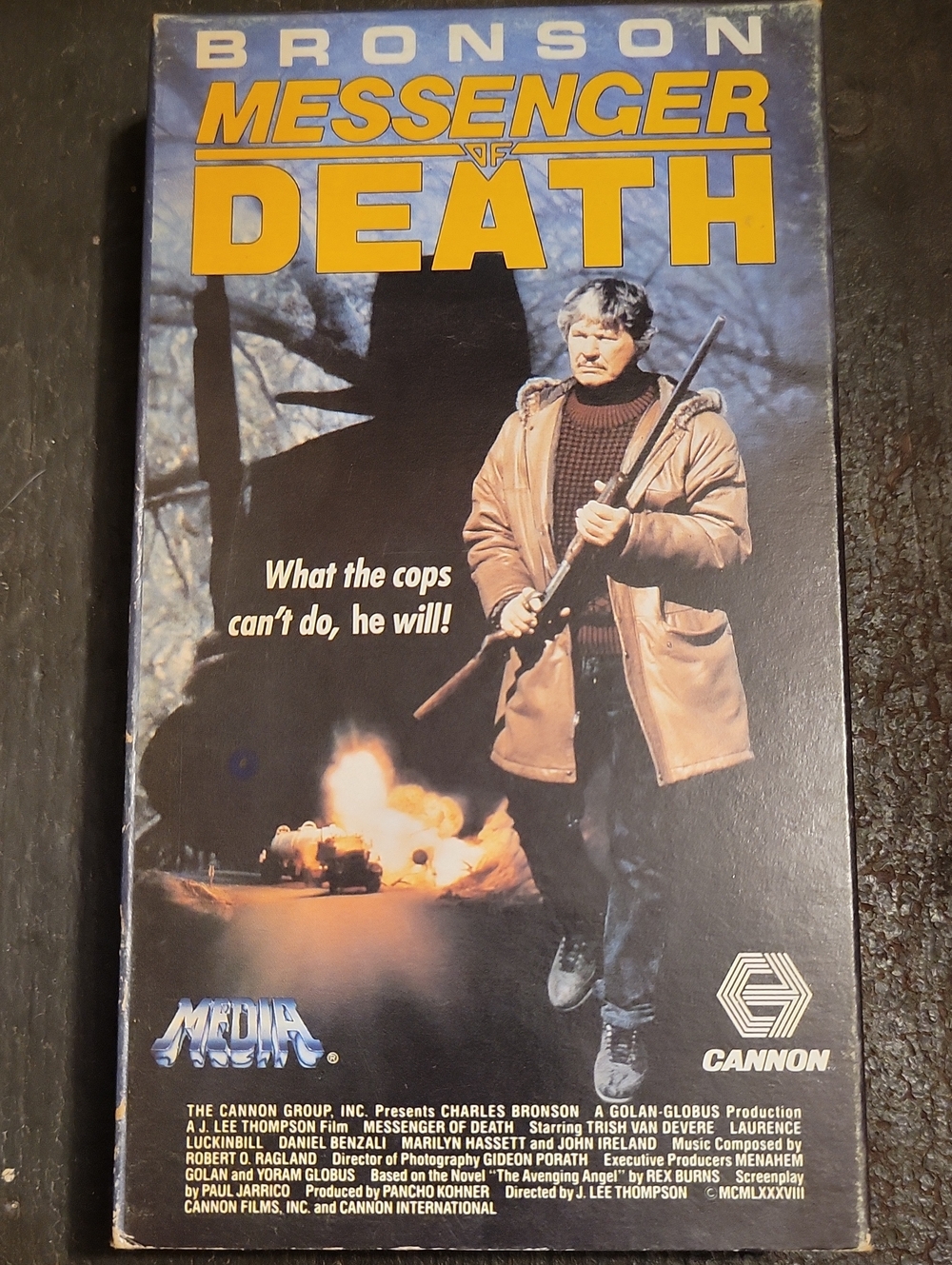 Canon Charles Bronson Messenger of Death VHS Cover - Yellow & Brown